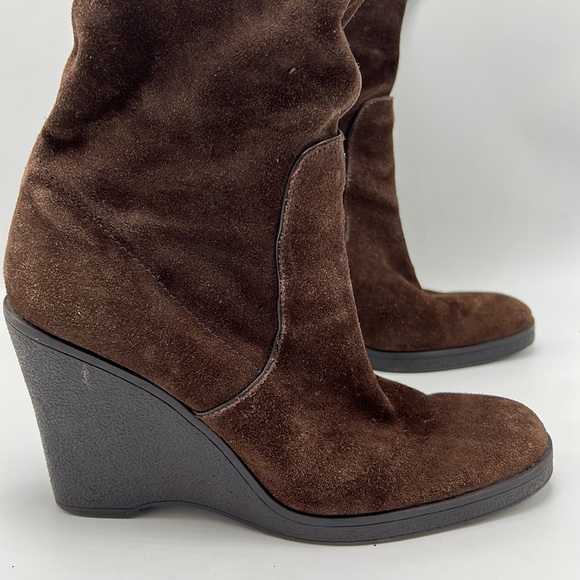 Calvin Klein brown leather boots size 8 wedge - Picture 4 of 8